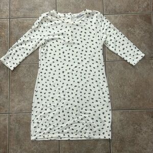 Tart White and Gray Dot Sheath Sweater Dress Size Medium